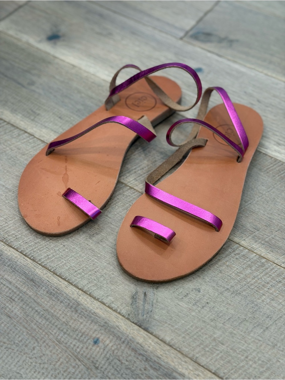 Hot Pink Strappy Leather Women's Sandals